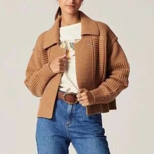BA&SH GILET ALKAN CAMEL CARDIGAN